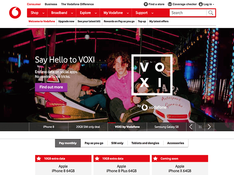 Vodafone screen shot